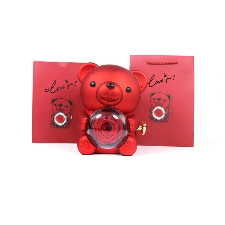 Rose Hug Bear Jewelry Box Preserved Real Rose Gifts for her - USMGD0206 AliExpress-Dropship