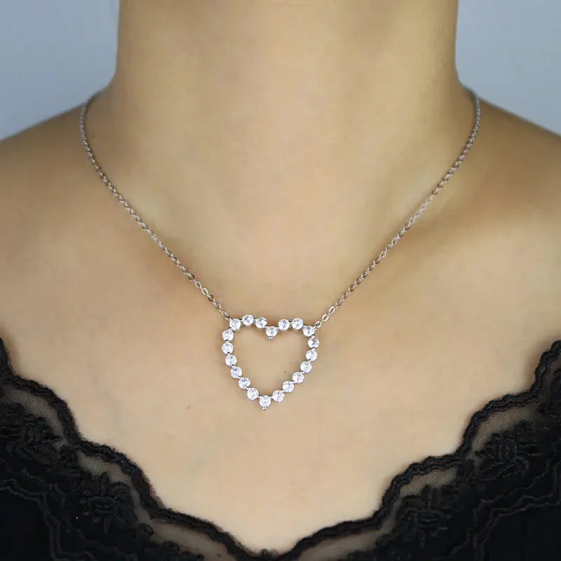 Fashion Jewelry for Girlfriend Iced Out Hollow Heart Pendant Necklace - USMJ0197 AliExpress-Dropship