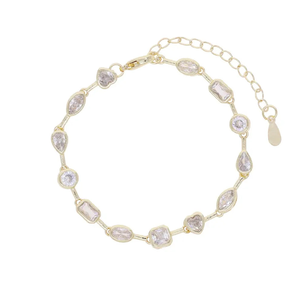 Gold Color Geometric Various Shaped Bezel Chain Bracelet Necklace Set - USMJ0273 AliExpress-Dropship