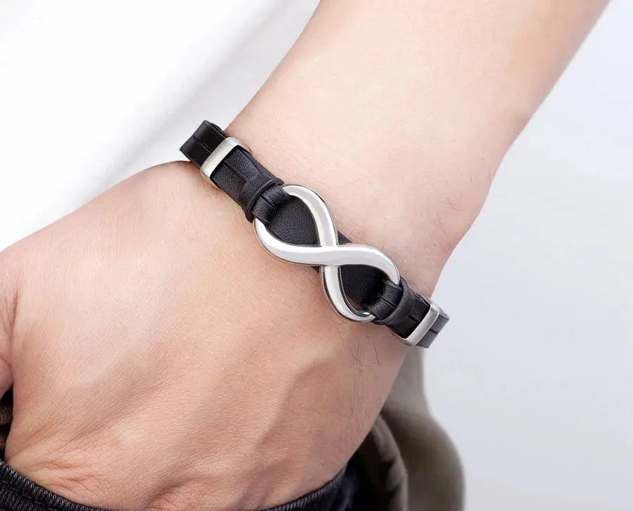 TYO Luxury Genuine Leather Infinity Symbol Men's Bracelet Stainless Steel - USMJ0221 AliExpress-Dropship