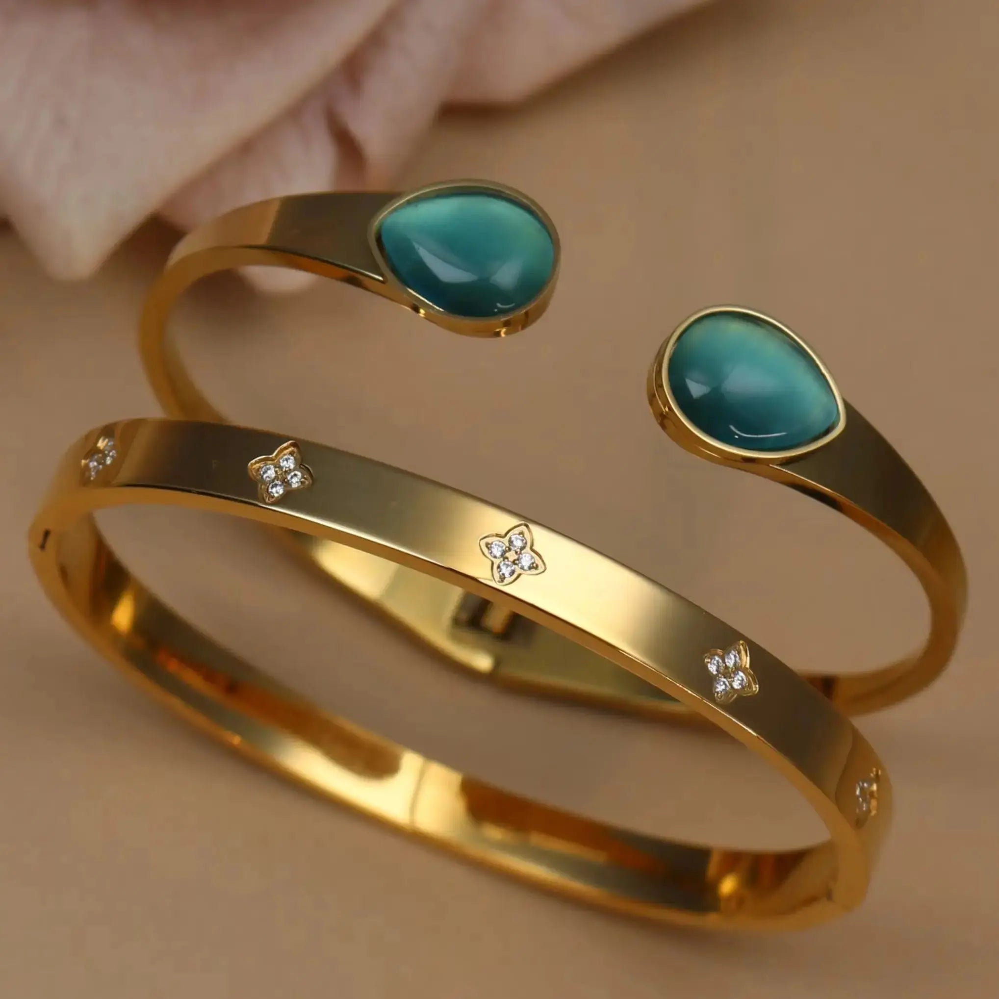 New Opal, Crystal Stainless Steel Bracelet Party Pair Bangles - USMJ0263 AliExpress-Dropship