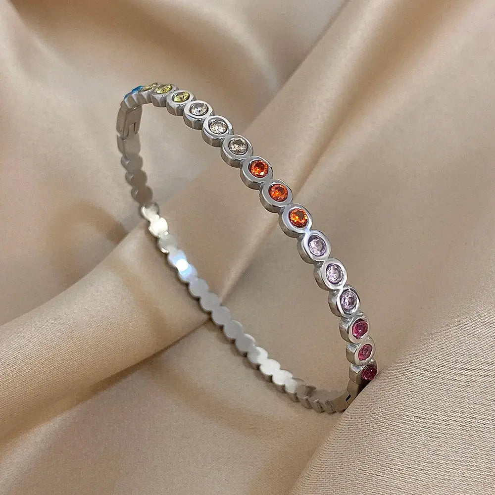 Colorful Rhinestone Beads Stainless Steel Bracelets for Women - USMJ0226 AliExpress-Dropship