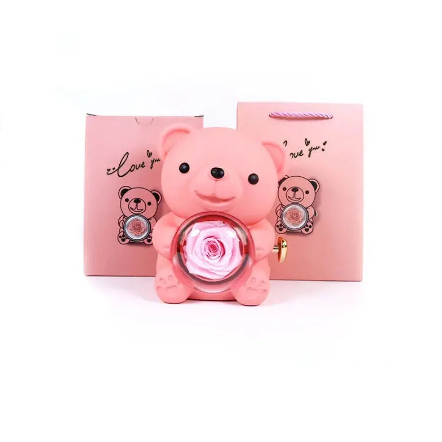 Rose Hug Bear Jewelry Box Preserved Real Rose Gifts for her - USMGD0206 AliExpress-Dropship