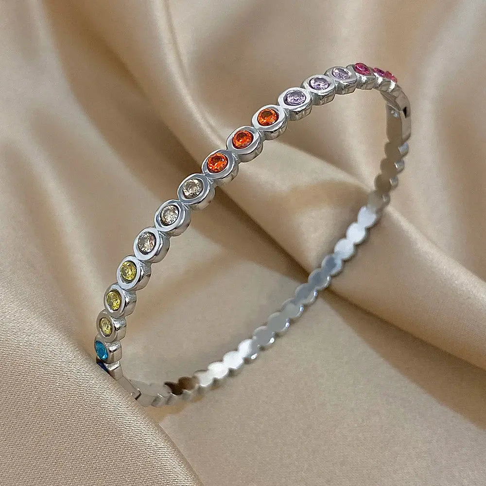 Colorful Rhinestone Beads Stainless Steel Bracelets for Women - USMJ0226 AliExpress-Dropship