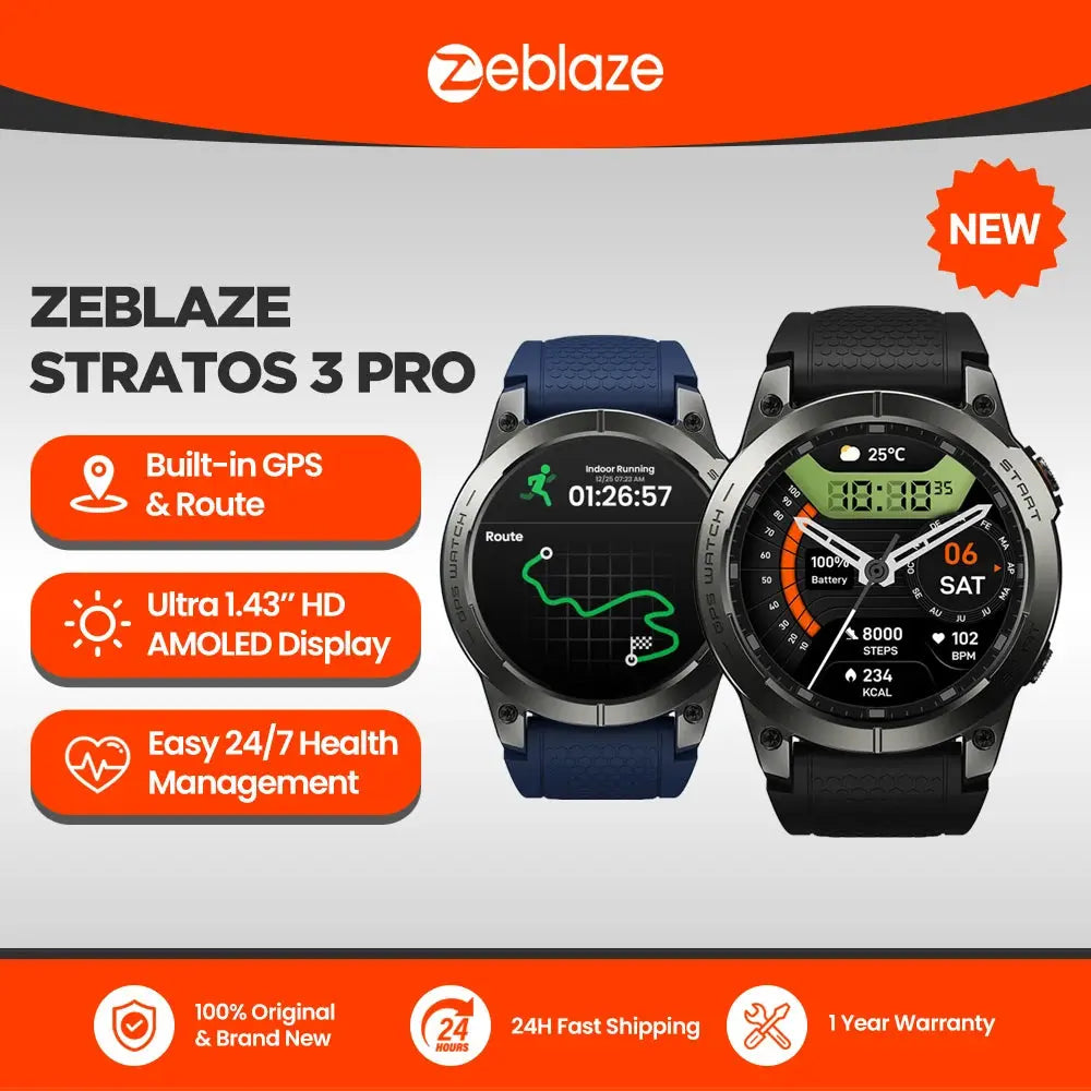 Zeblaze Stratos 3 PRO GPS Smart Watch 1.43 HD AMOLED Display - ON SALE 5% Discount - USMJ0288 AliExpress