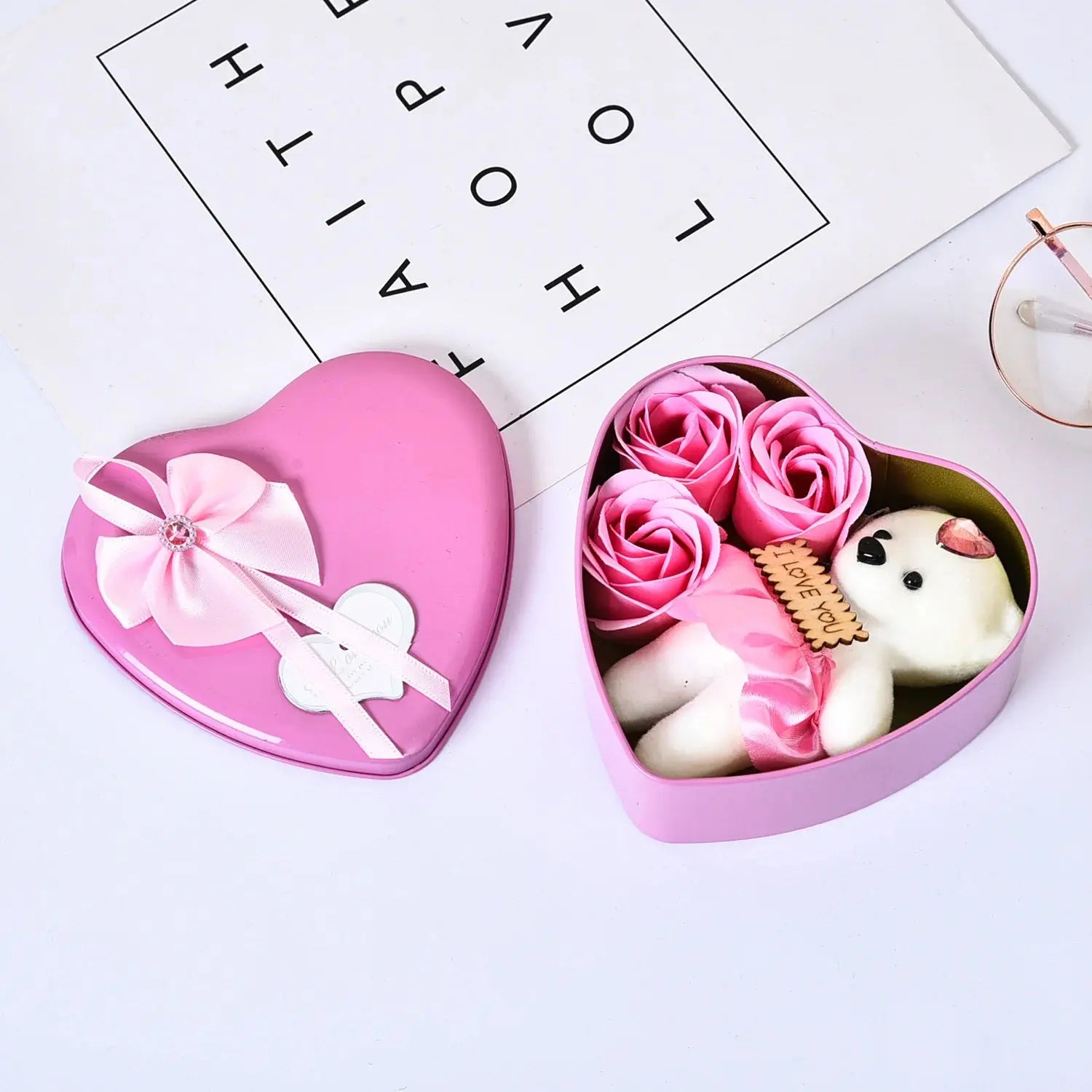 I Love You Gifts - Bear with Artificial Rose Teddy Bear Gift Box - USMGD0209 AliExpress-Dropship