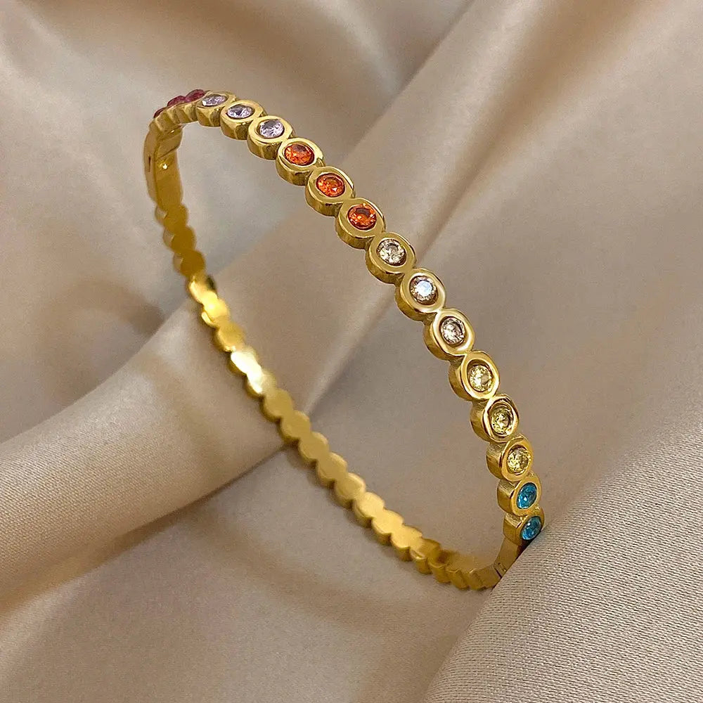 Colorful Rhinestone Beads Stainless Steel Bracelets for Women - USMJ0226 AliExpress-Dropship