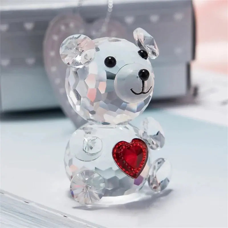 Valentines Day Gift I Love You Crystal Bear Glass Artificial Rose Flowers - USMGD0189 AliExpress-Dropship