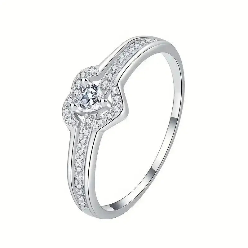 Two tone heart-shaped hollow ring, cubic zirconia crystal - USMJ0196 AliExpress-Dropship