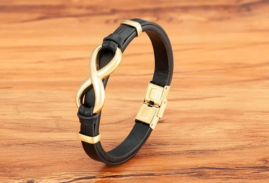 TYO Luxury Genuine Leather Infinity Symbol Men's Bracelet Stainless Steel - USMJ0221 AliExpress-Dropship