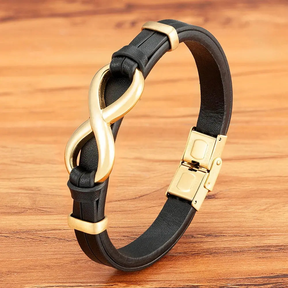 TYO Luxury Genuine Leather Infinity Symbol Men's Bracelet Stainless Steel - USMJ0221 AliExpress-Dropship