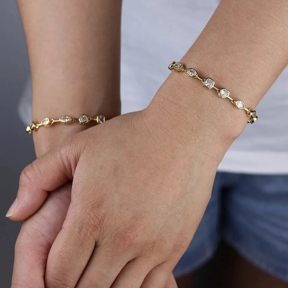 Gold Color Geometric Various Shaped Bezel Chain Bracelet Necklace Set - USMJ0273 AliExpress-Dropship
