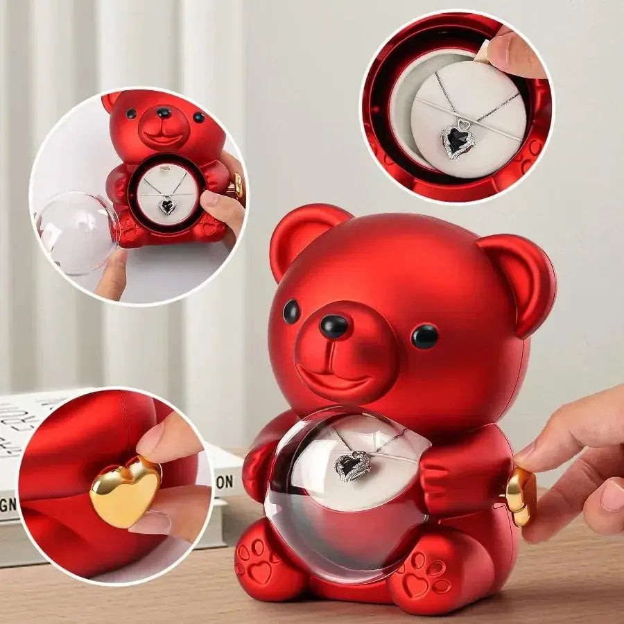 Rose Hug Bear Jewelry Box Preserved Real Rose Gifts for her - USMGD0206 AliExpress-Dropship