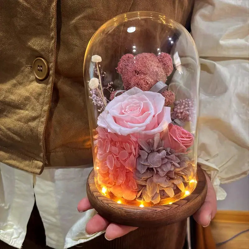 Girlfriend Eternal Preserved Rose Flower Gift Box Teddy Bear - USMGD0183 AliExpress-Dropship