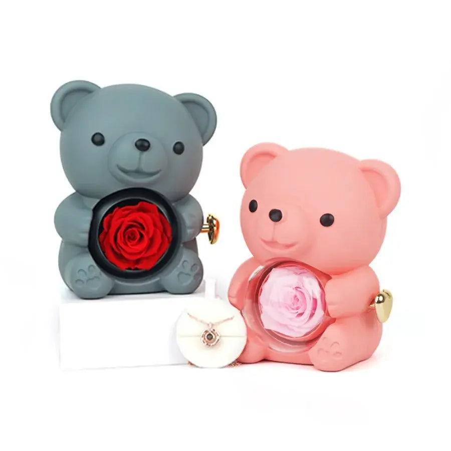 Rose Hug Bear Jewelry Box Preserved Real Rose Gifts for her - USMGD0206 AliExpress-Dropship