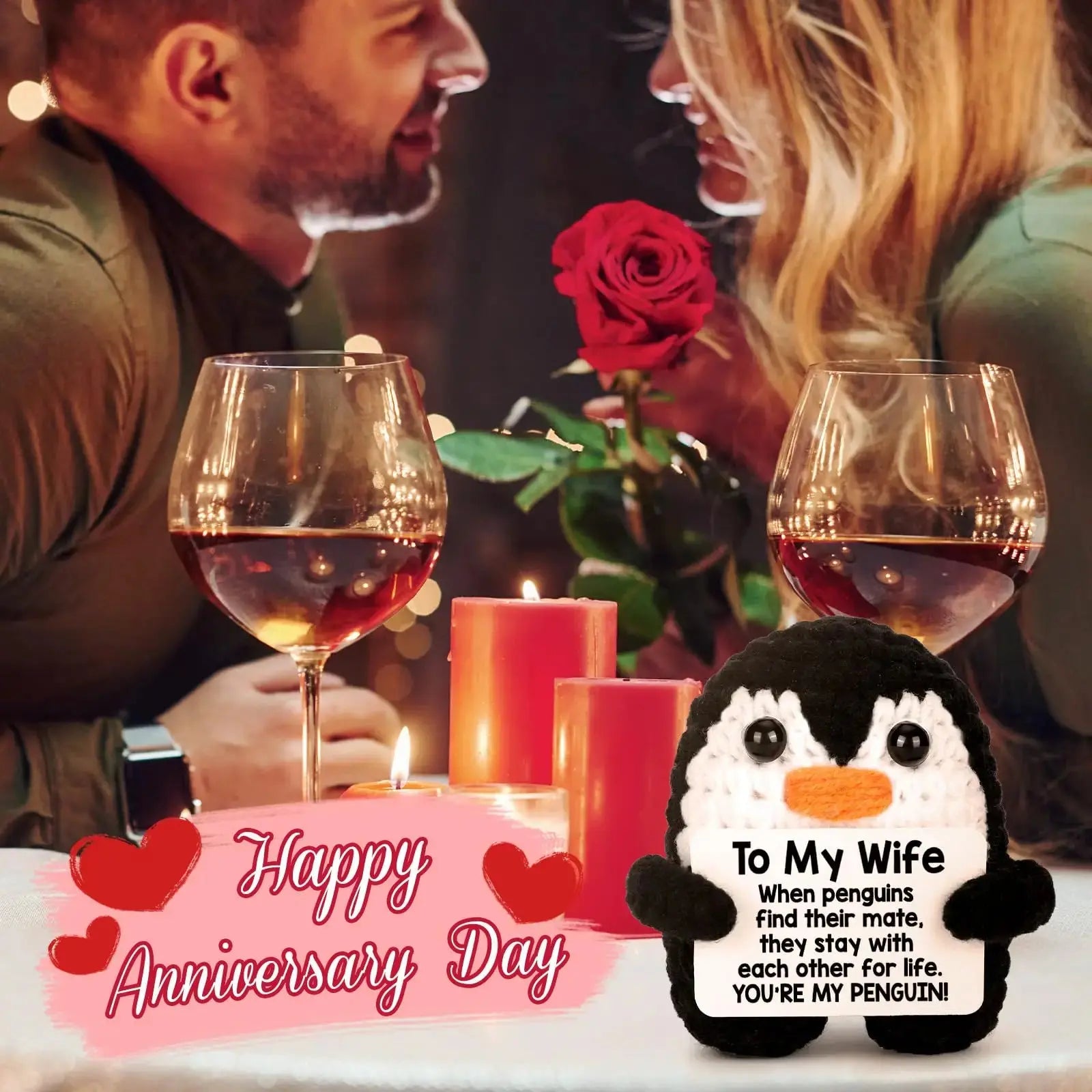 To My Love Handmade Crochet Penguin Valentine's Day - USMGD0207 AliExpress-Dropship