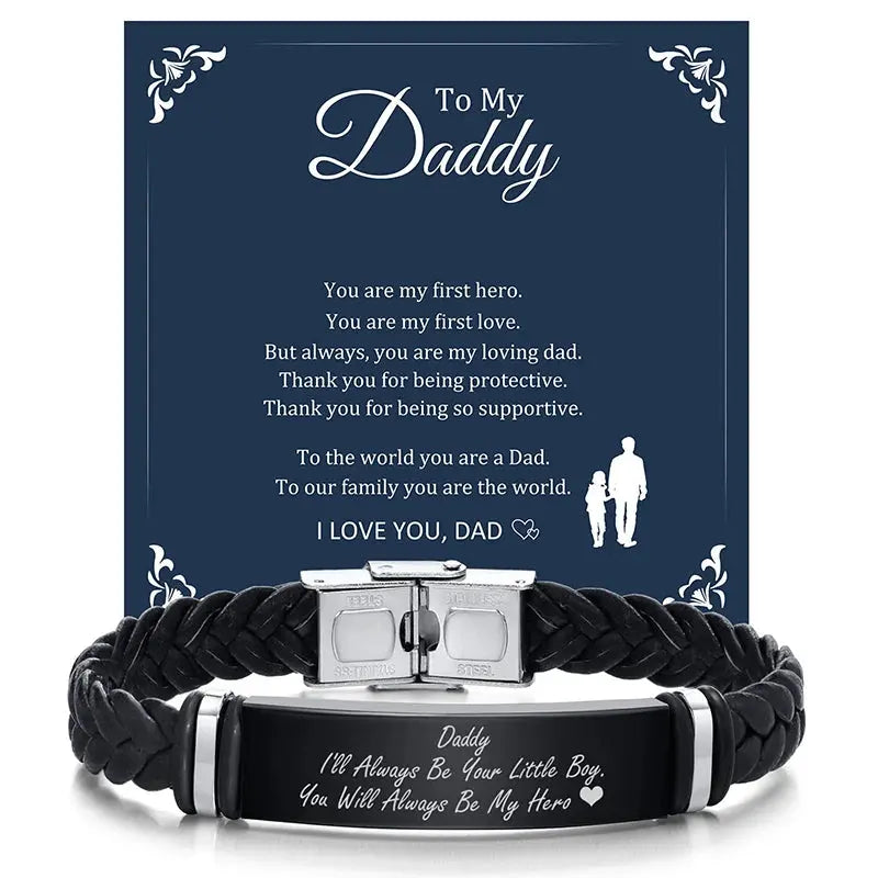 Stainless Steel Woven Twisted Leather Bracelet with Card Gifts - USMGD0268 AliExpress-Dropship