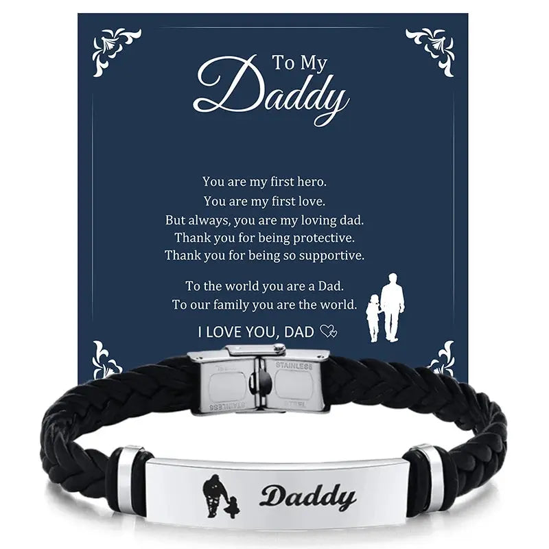 Stainless Steel Woven Twisted Leather Bracelet with Card Gifts - USMGD0268 AliExpress-Dropship