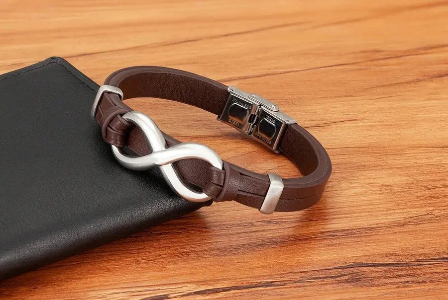 TYO Luxury Genuine Leather Infinity Symbol Men's Bracelet Stainless Steel - USMJ0221 AliExpress-Dropship