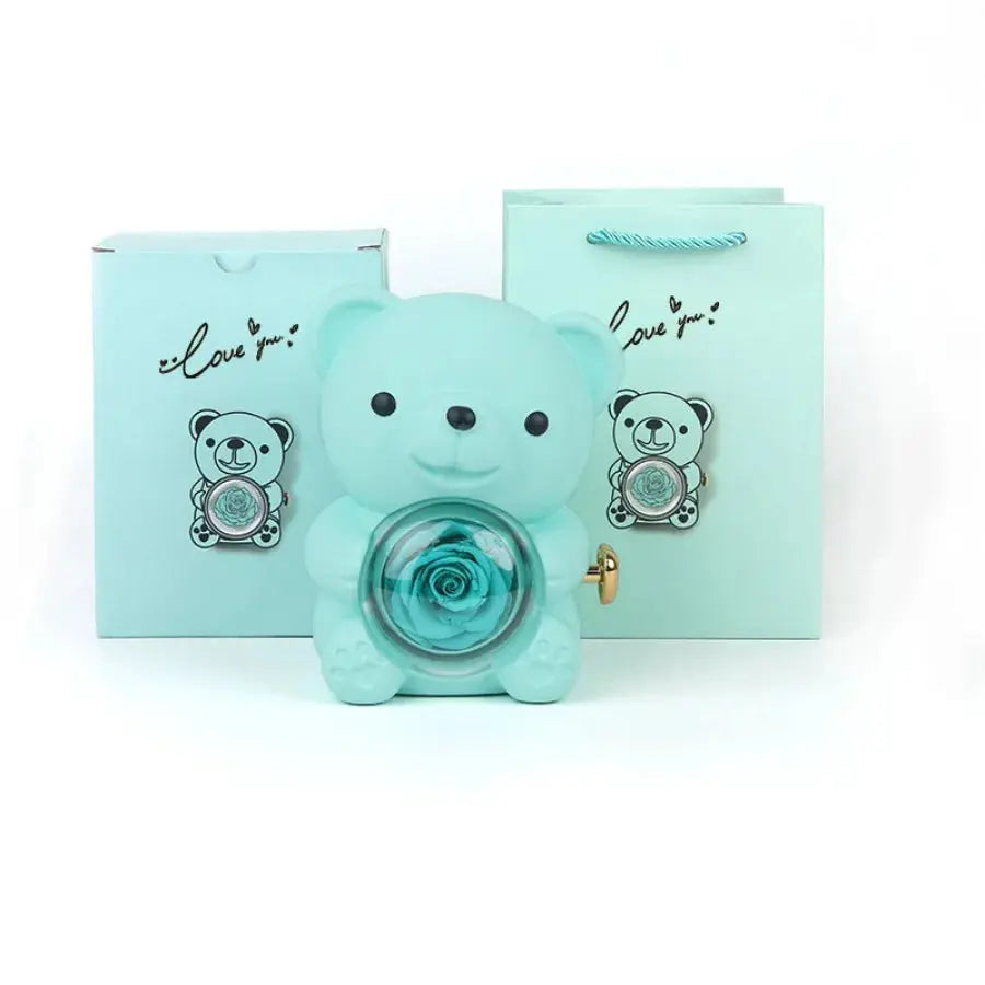 Rose Hug Bear Jewelry Box Preserved Real Rose Gifts for her - USMGD0206 AliExpress-Dropship