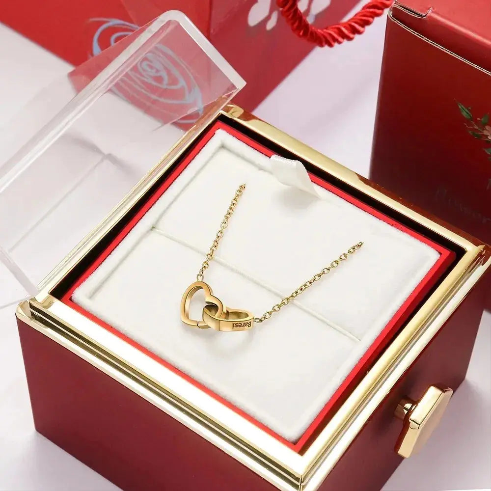 Heart Engraved Name Steel Necklace Eternal Rose Box Wedding Ring Box - USMJ0214 AliExpress-Dropship