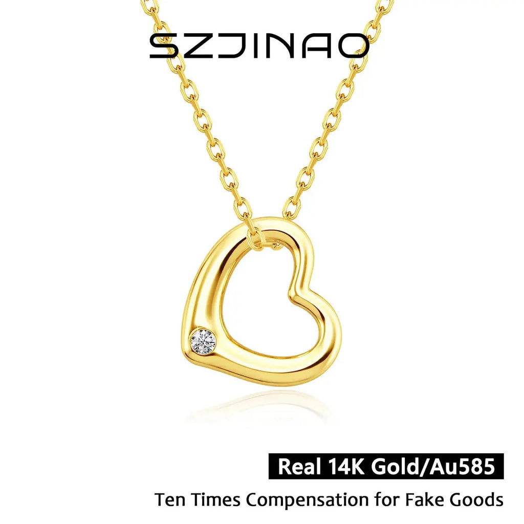 Love Shape Moissanite Pendant 14K Gold Lightweight Hollow Craft - USMJ0247 AliExpress-Dropship