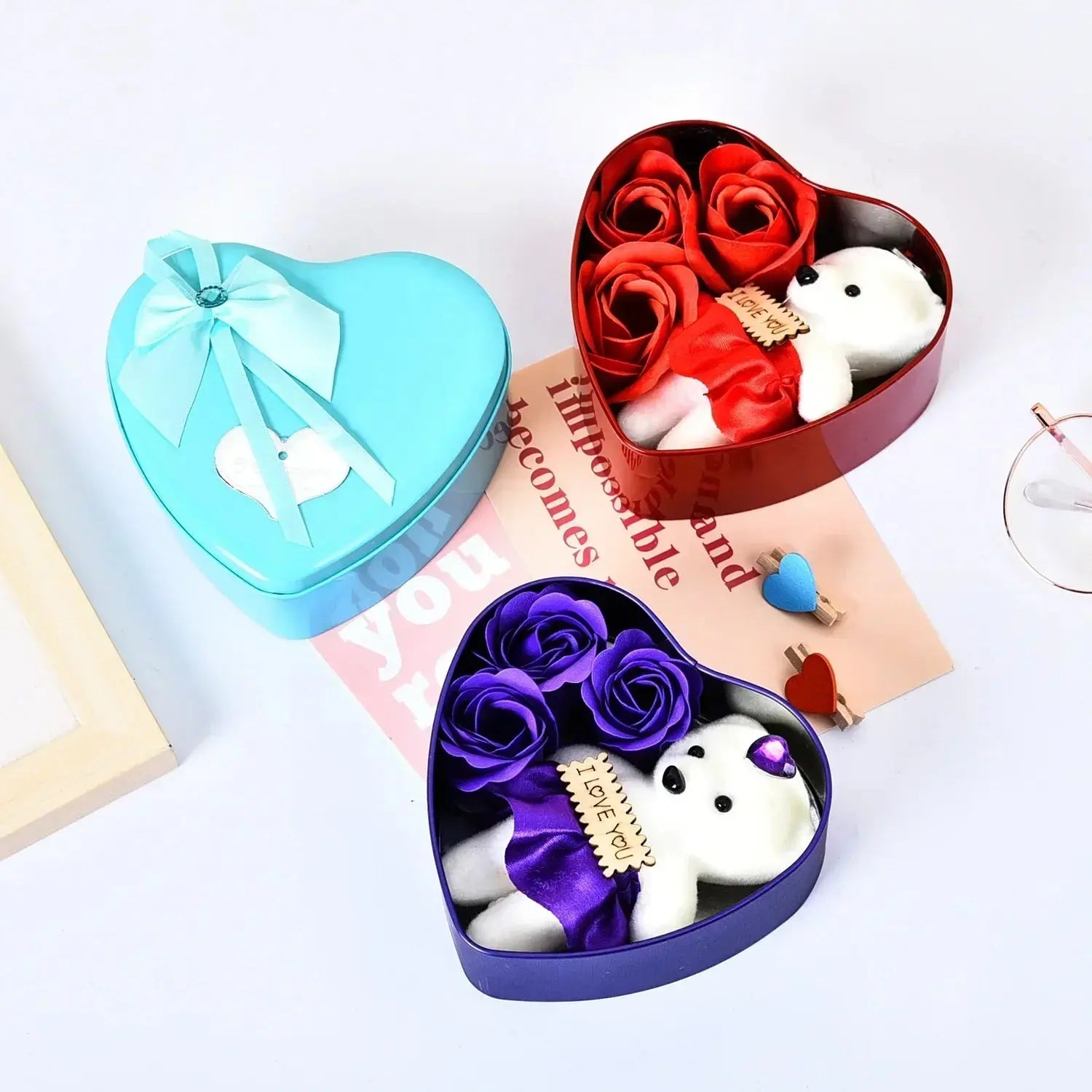 Bear Rose Gift Box Romantic Flower Bear Bouquet Party Decoration - USMGD0195 AliExpress-Dropship
