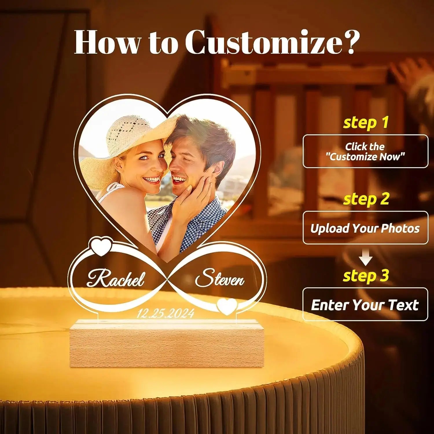 Spotify Music Plaque Gifts for Personalized Acrylic Photo Frame Lamp Couple - USMGD0202 AliExpress-Dropship