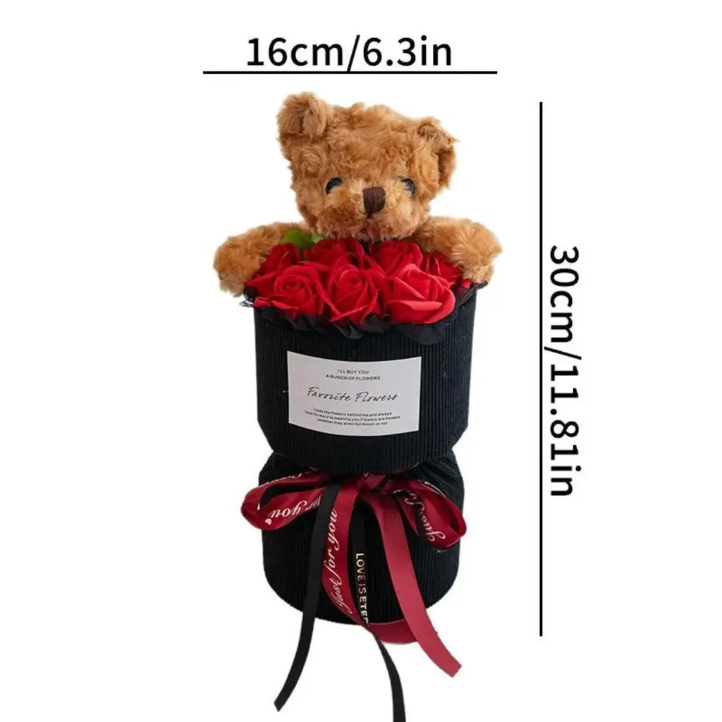 Rose Bouquet with Cute Bear Artificial Flower Home Decor - USMGD0182 AliExpress-Dropship