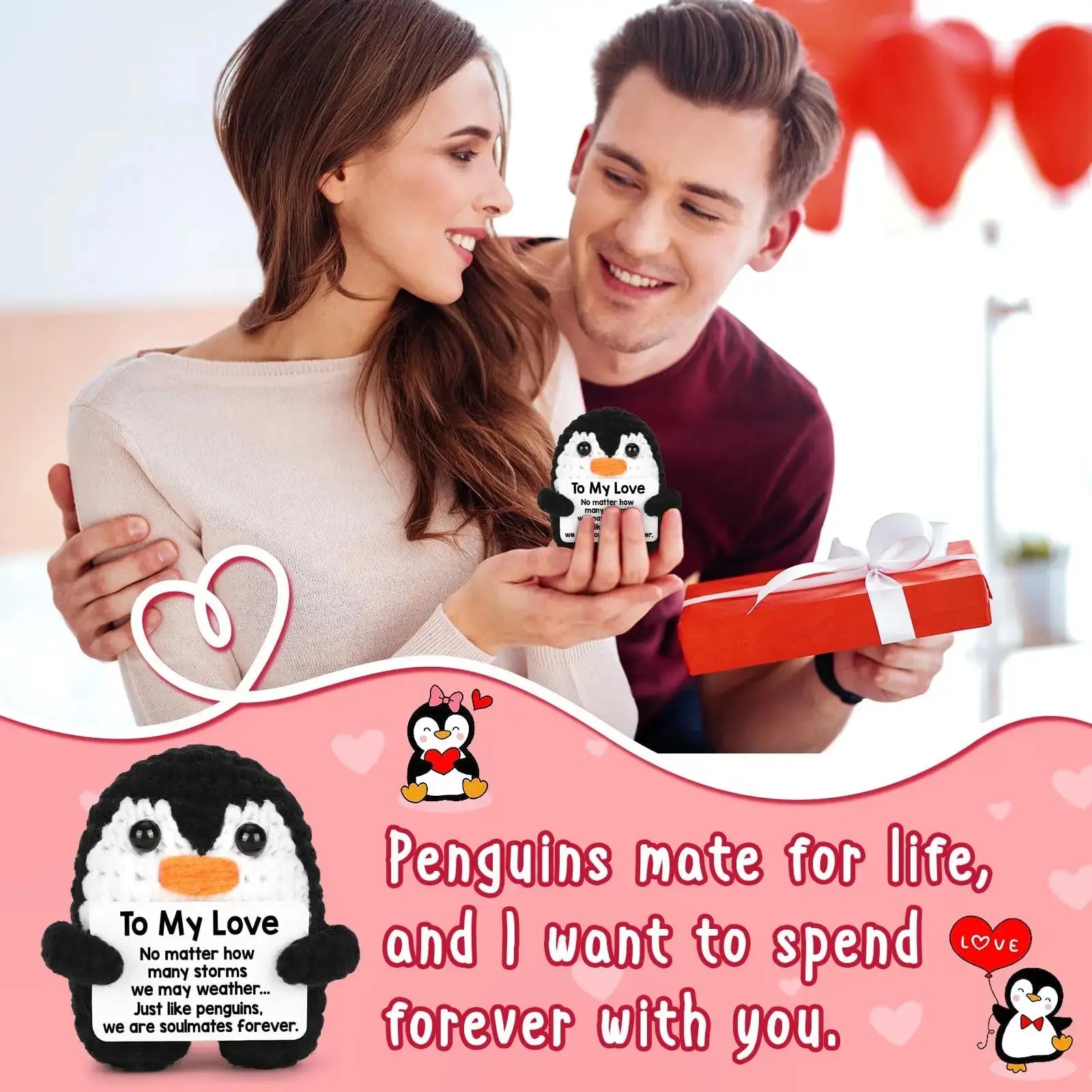 To My Love Handmade Crochet Penguin Valentine's Day - USMGD0207 AliExpress-Dropship