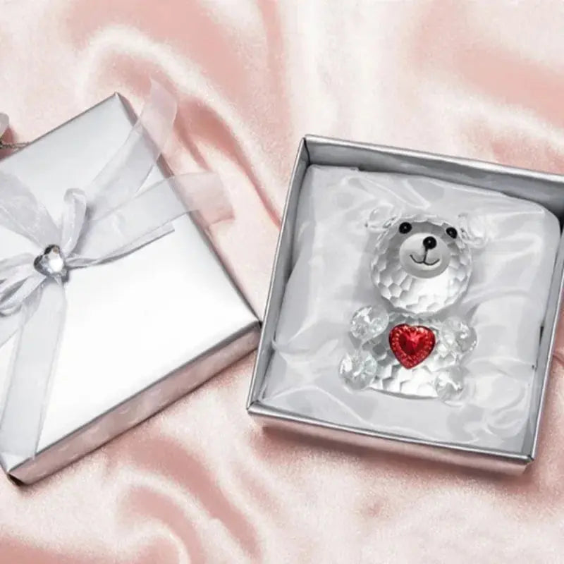 Valentines Day Gift I Love You Crystal Bear Glass Artificial Rose Flowers - USMGD0189 AliExpress-Dropship