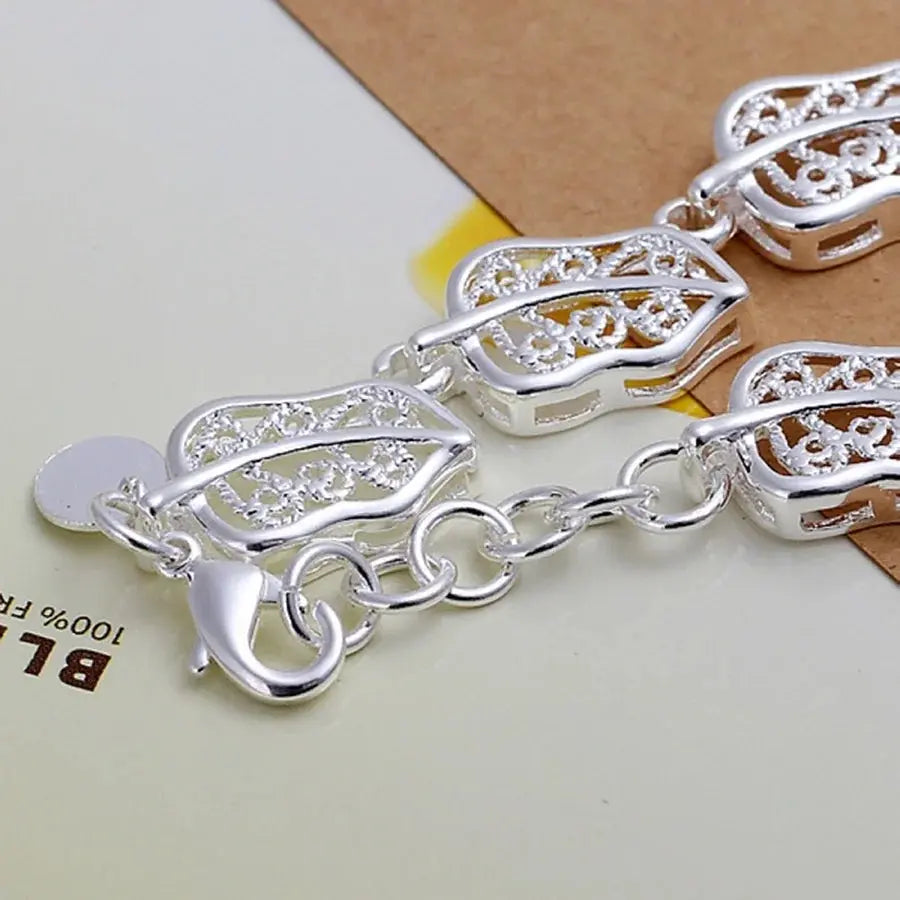 Sterling silver bracelet for women flowers cute chain Jewelry - USMJ0204 AliExpress-Dropship