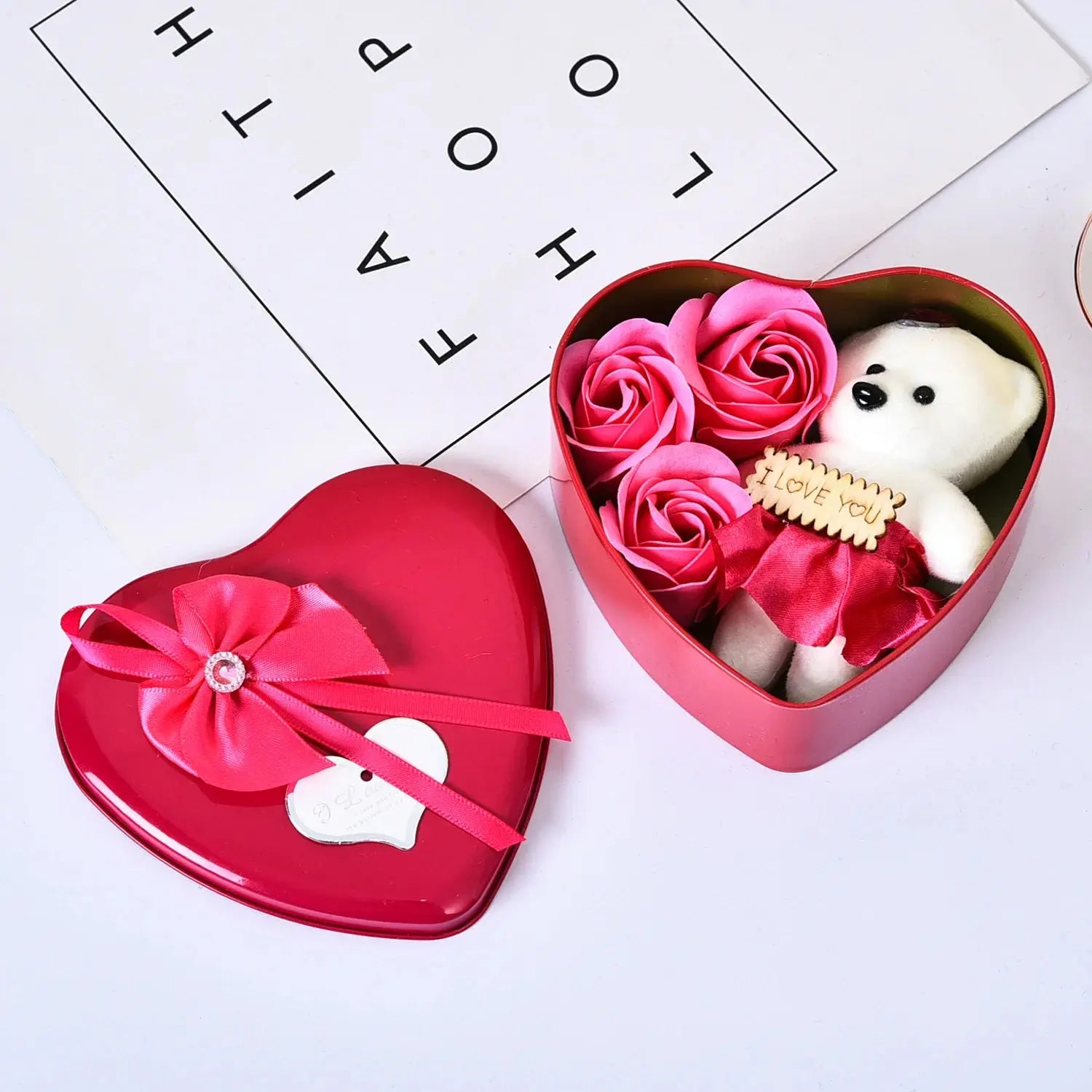 I Love You Gifts - Bear with Artificial Rose Teddy Bear Gift Box - USMGD0209 AliExpress-Dropship