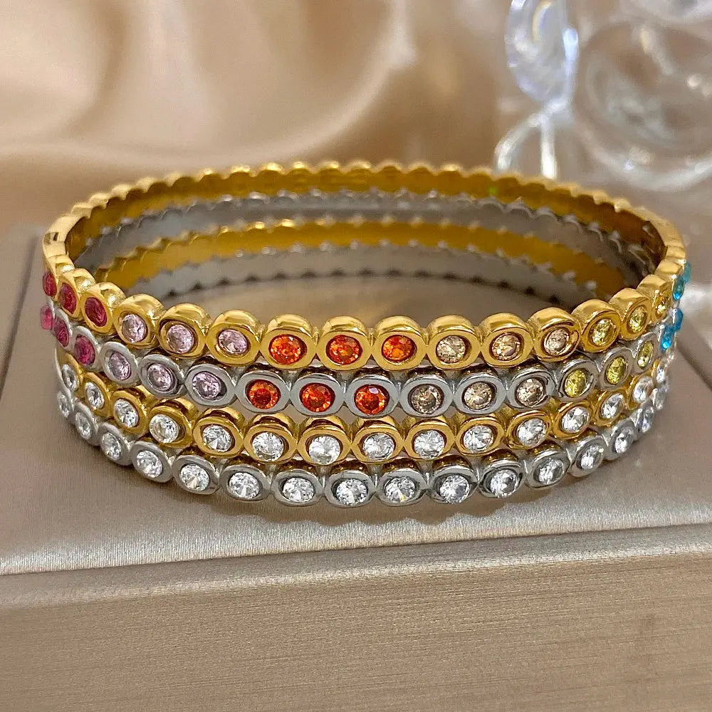 Colorful Rhinestone Beads Stainless Steel Bracelets for Women - USMJ0226 AliExpress-Dropship