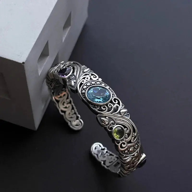 Thai Silver Shiny Crystal Female Bangle Promotion Jewelry - USMJ0261 AliExpress-Dropship