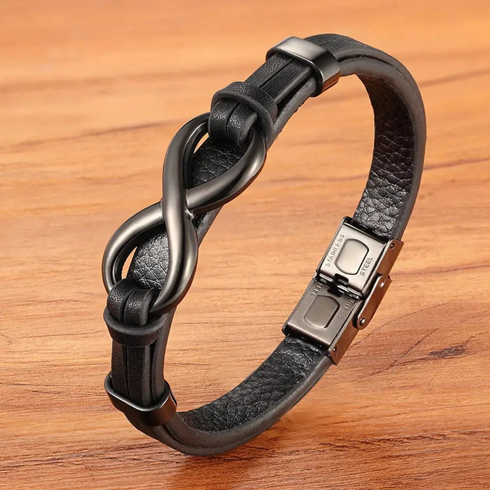TYO Luxury Genuine Leather Infinity Symbol Men's Bracelet Stainless Steel - USMJ0221 AliExpress-Dropship