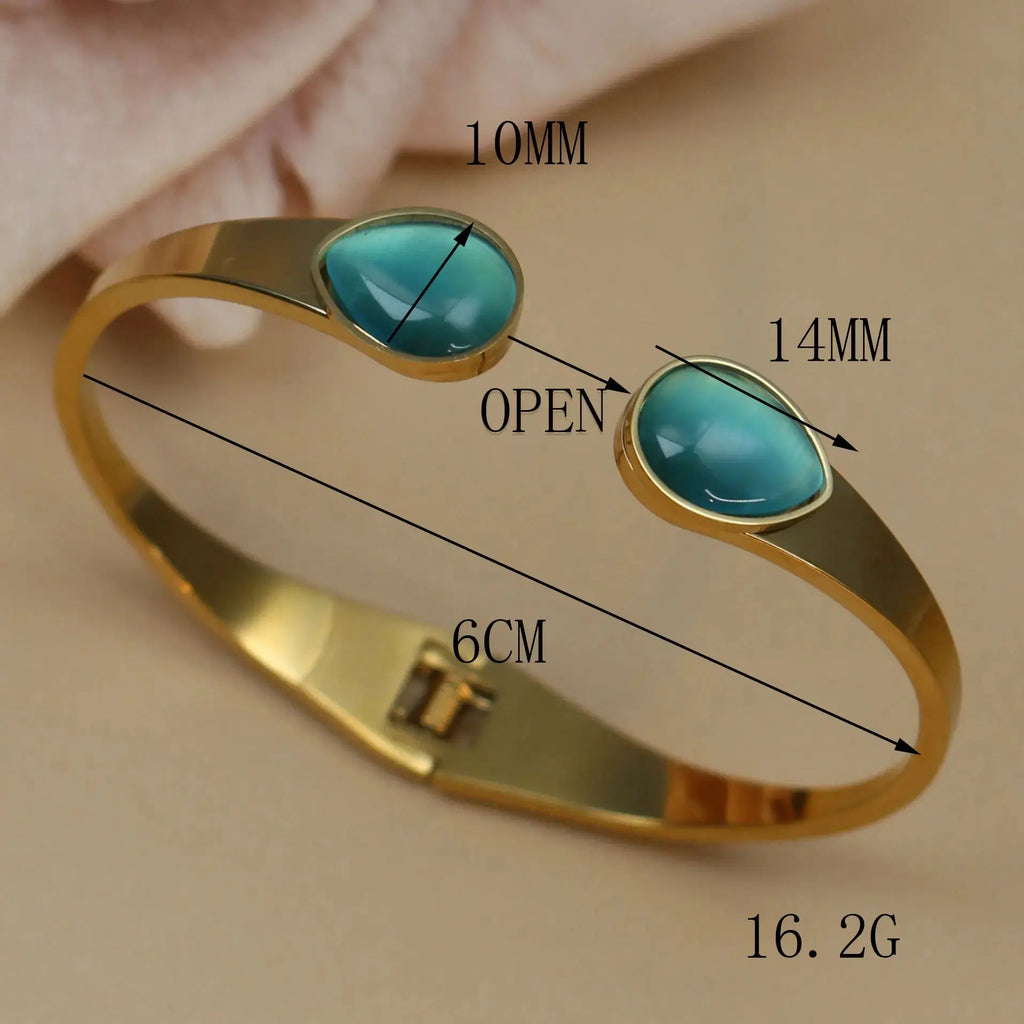 New Opal, Crystal Stainless Steel Bracelet Party Pair Bangles - USMJ0263 AliExpress-Dropship