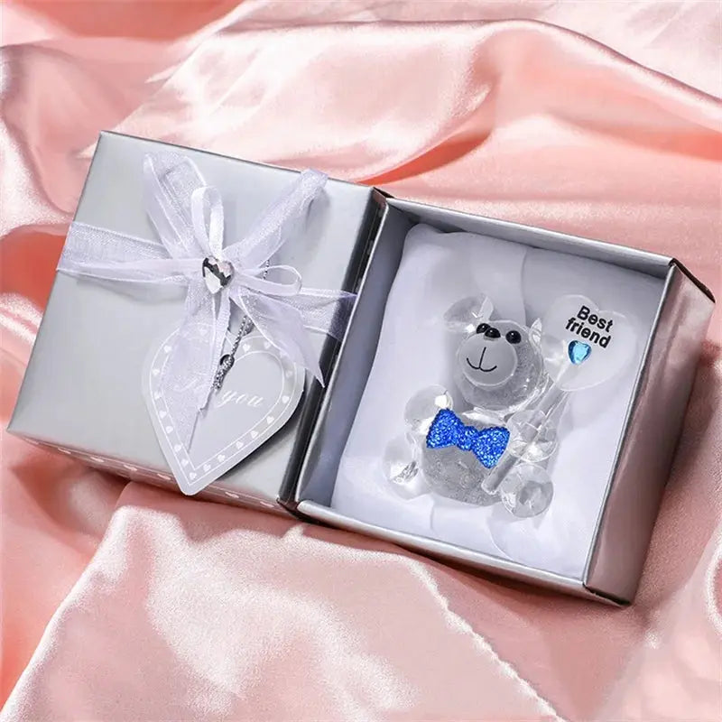 Valentines Day Gift I Love You Crystal Bear Glass Artificial Rose Flowers - USMGD0189 AliExpress-Dropship