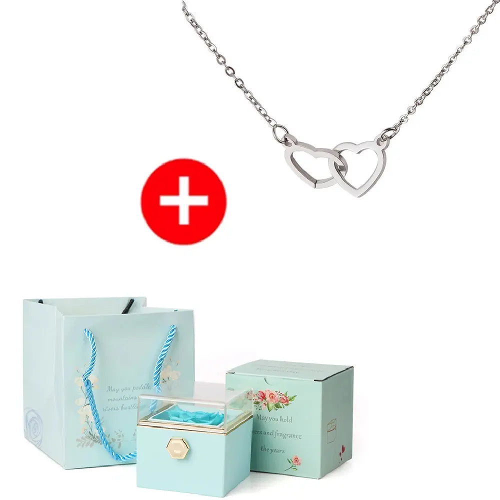 Heart Engraved Name Steel Necklace Eternal Rose Box Wedding Ring Box - USMJ0214 AliExpress-Dropship