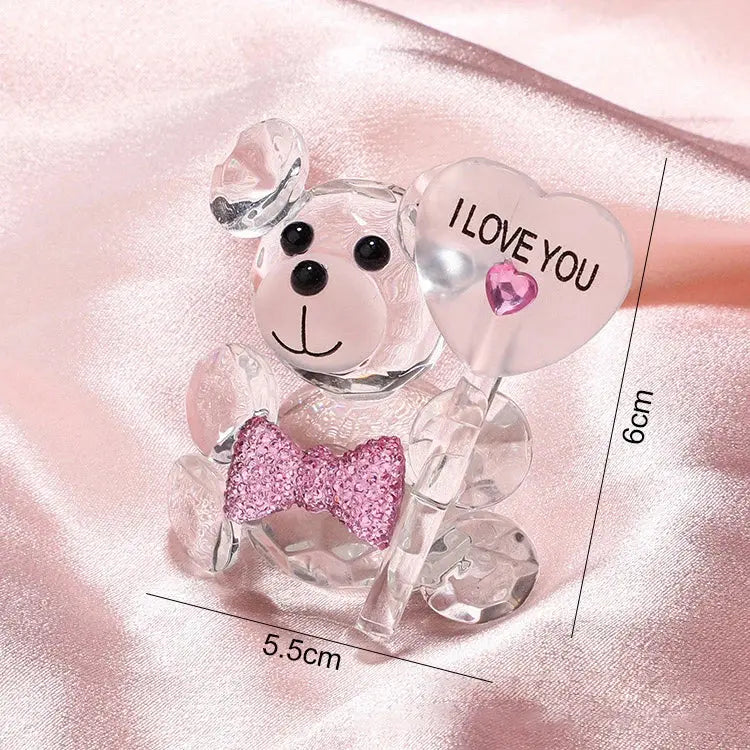 Gift I Love You Crystal Bear Artificial Rose Flowers - USMGD0184 AliExpress-Dropship