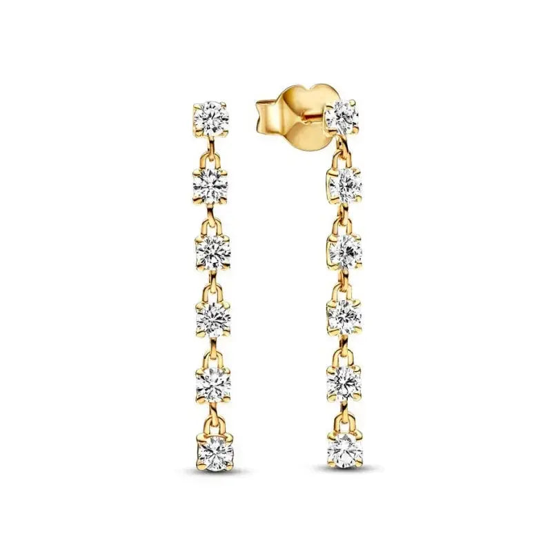 Party Gifts 925 Sterling Silver Gold Color Sparkling Round Heart Earrings - USMJ0200 AliExpress-Dropship