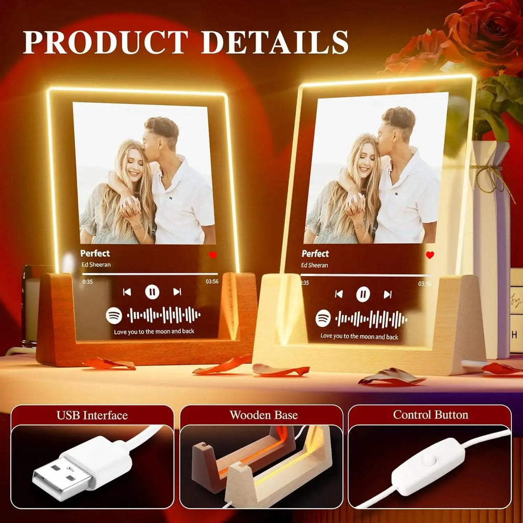 Spotify Music Plaque Gifts for Personalized Acrylic Photo Frame Lamp Couple - USMGD0202 AliExpress-Dropship