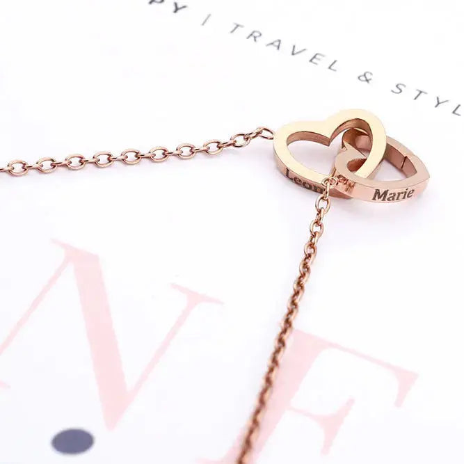 Heart Engraved Name Steel Necklace Eternal Rose Box Wedding Ring Box - USMJ0214 AliExpress-Dropship