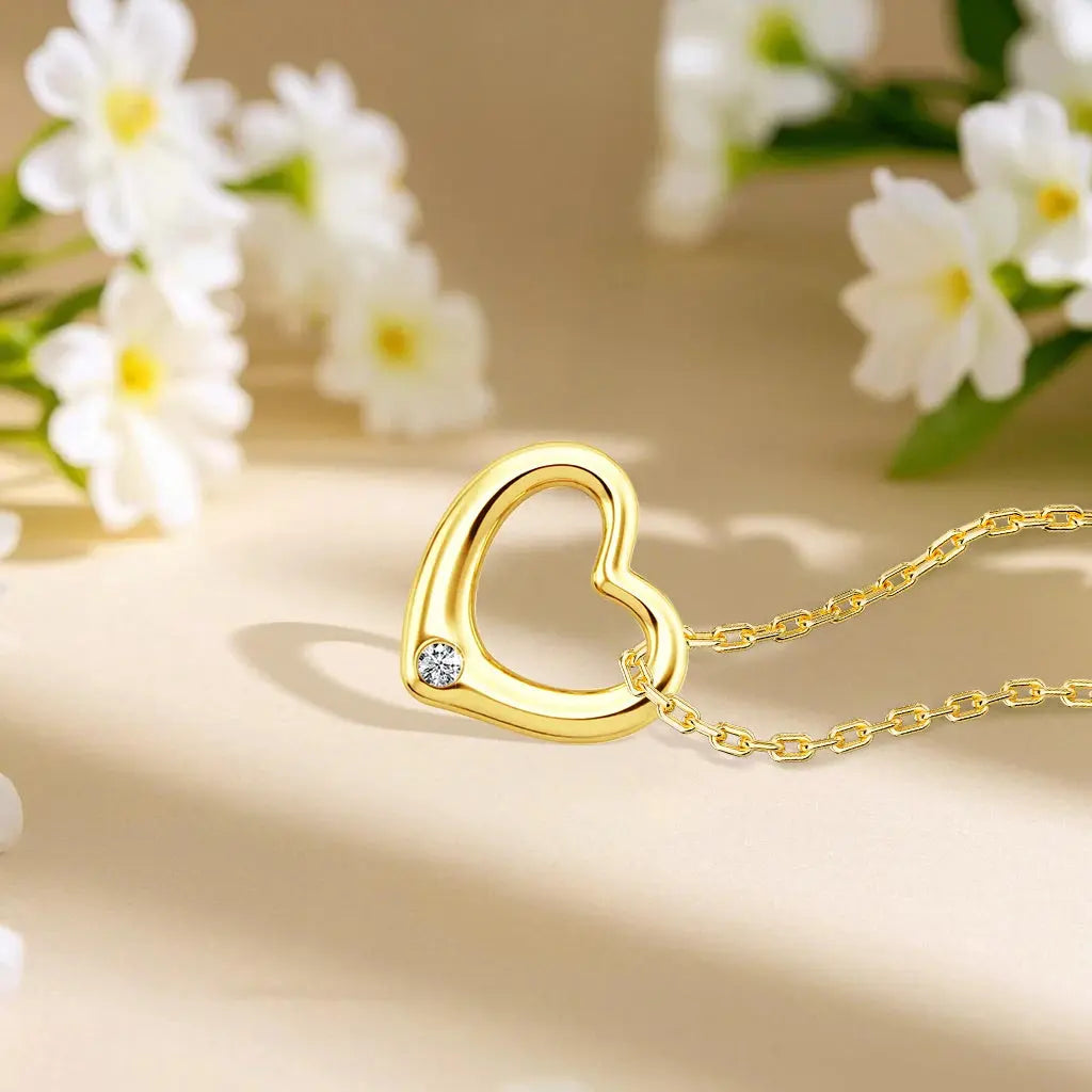 Love Shape Moissanite Pendant 14K Gold Lightweight Hollow Craft - USMJ0247 AliExpress-Dropship