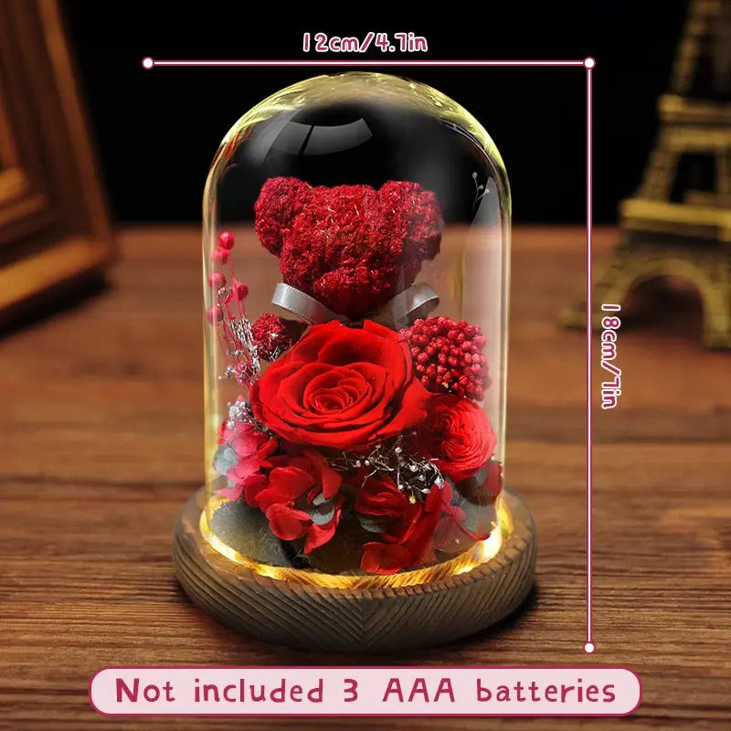 Girlfriend Eternal Preserved Rose Flower Gift Box Teddy Bear - USMGD0183 AliExpress-Dropship