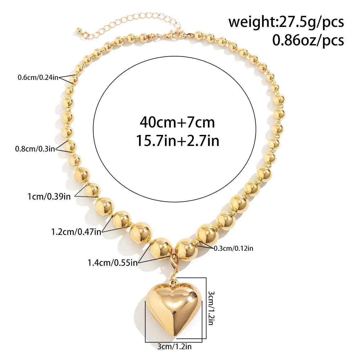 Heart Pendant Necklace for Women Trendy Choker Collar - USMJ0274 AliExpress-Dropship
