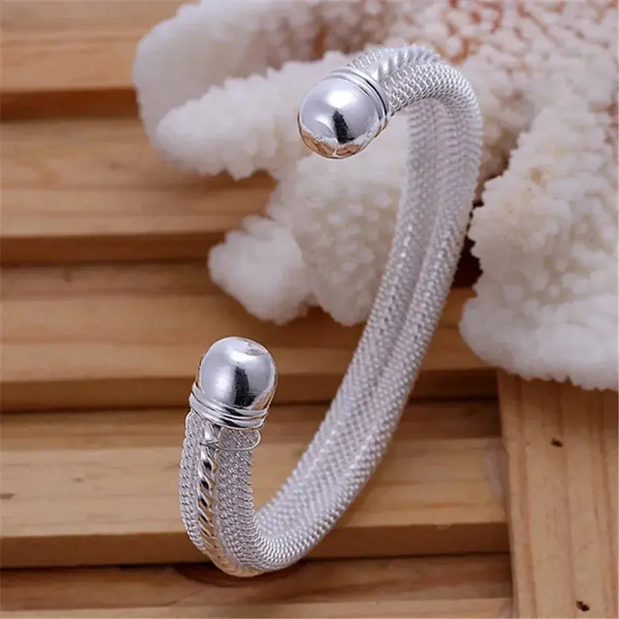 Gift fashion silver Plated Lovely Mesh Lady Bracelet Bangle jewelry - USMJ0208 AliExpress-Dropship
