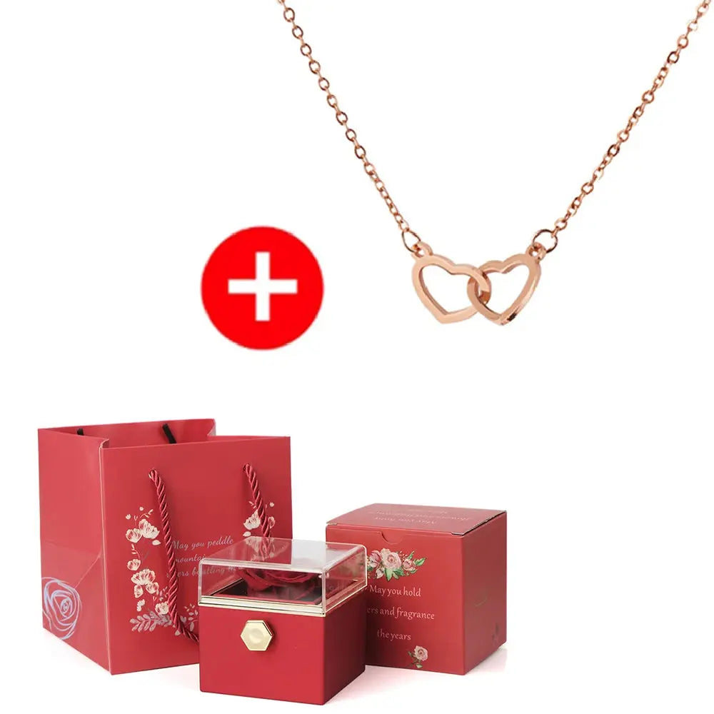 Heart Engraved Name Steel Necklace Eternal Rose Box Wedding Ring Box - USMJ0214 AliExpress-Dropship