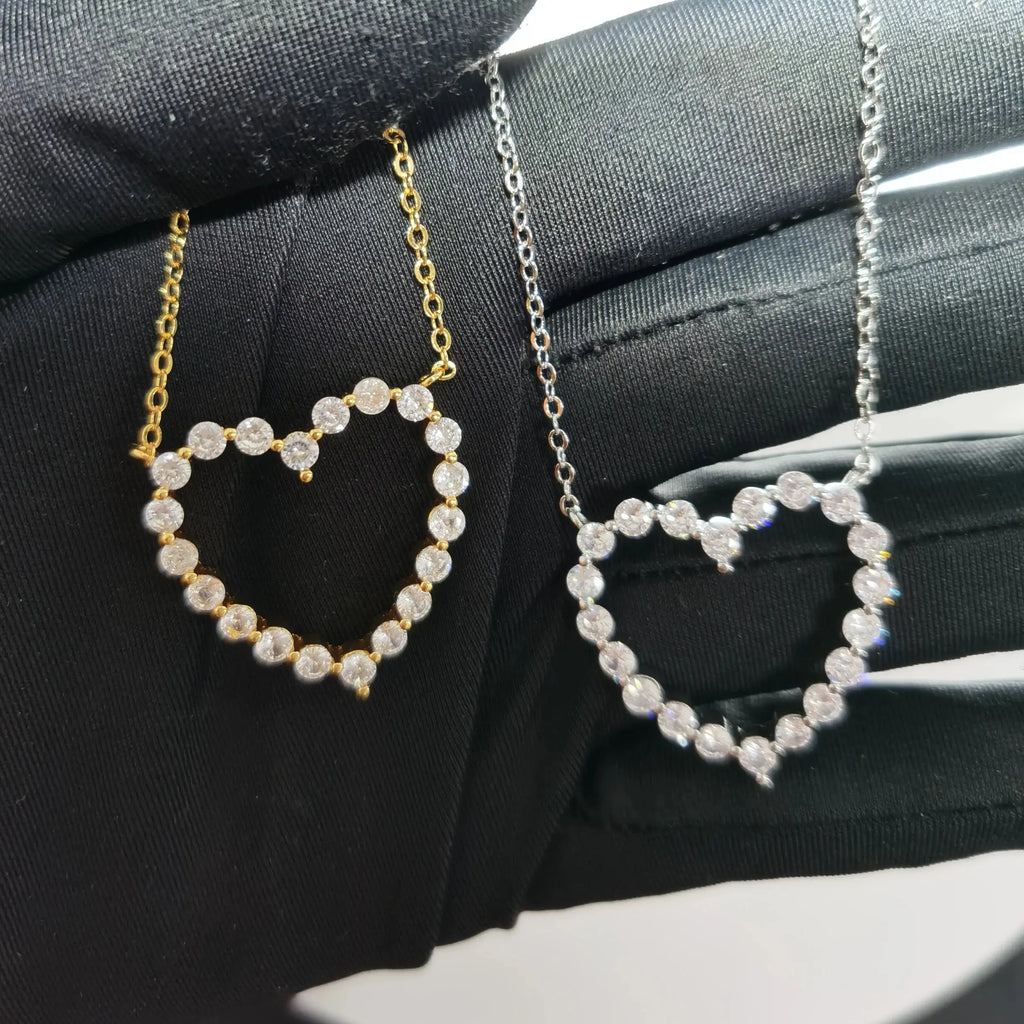 Fashion Jewelry for Girlfriend Iced Out Hollow Heart Pendant Necklace - USMJ0197 AliExpress-Dropship