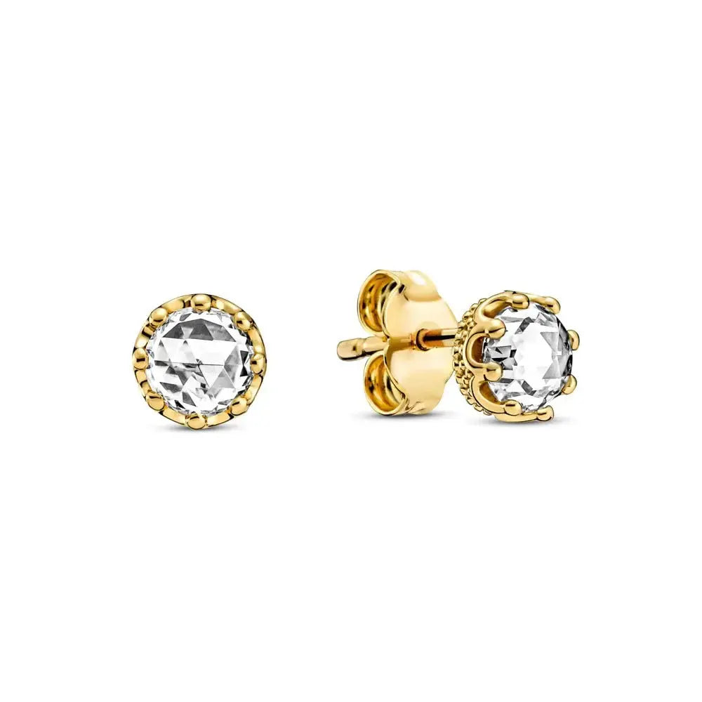 Party Gifts 925 Sterling Silver Gold Color Sparkling Round Heart Earrings - USMJ0200 AliExpress-Dropship